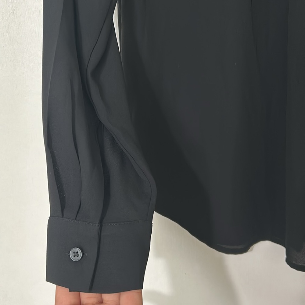 ANN TAYLOR WOMEN LONG SLEVEE PULLOVER BLOUSE OVERSIZED BLACK SZ - Picture 8 of 11